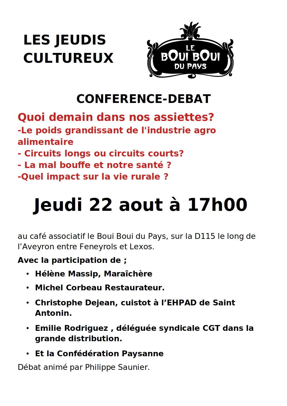 LesJeudisCultureuxduBouiBoui22aout2024 Jeudis Cultureux aout